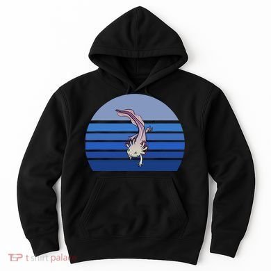 Blue Retro Axolotl Mexican Salamander Gift Lover Hoodie