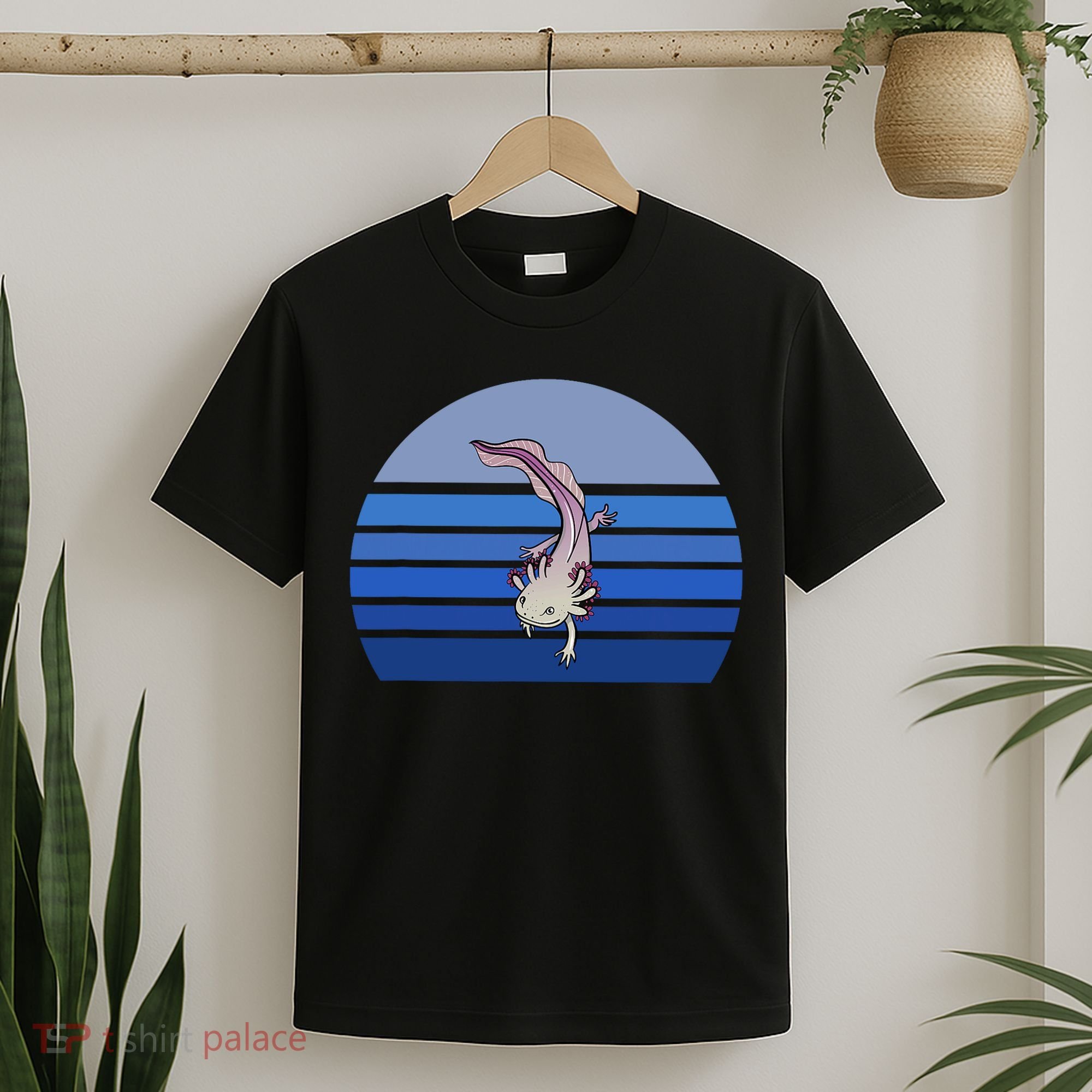 Blue Retro Axolotl Mexican Salamander Gift Lover T-Shirt