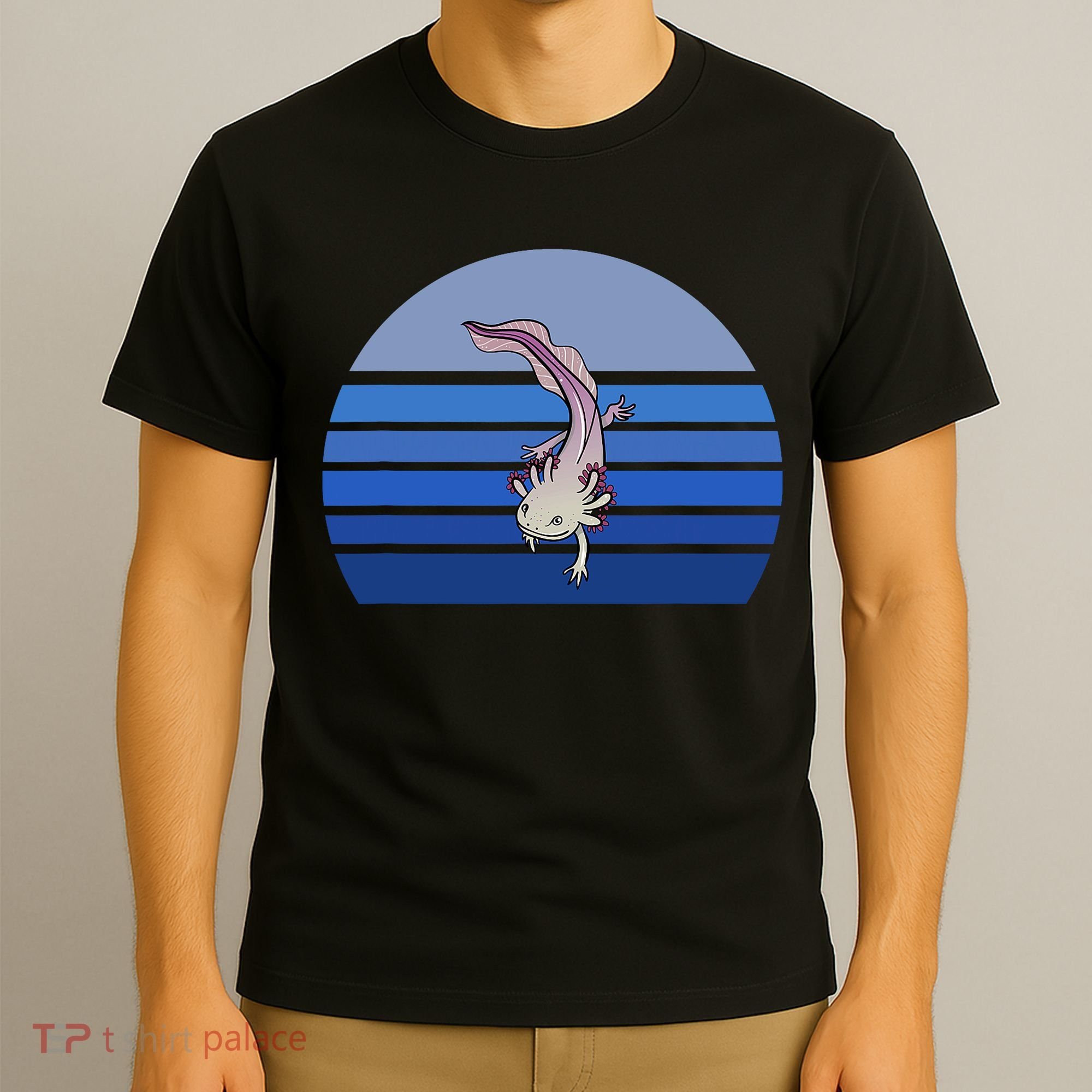 Blue Retro Axolotl Mexican Salamander Gift Lover T-Shirt