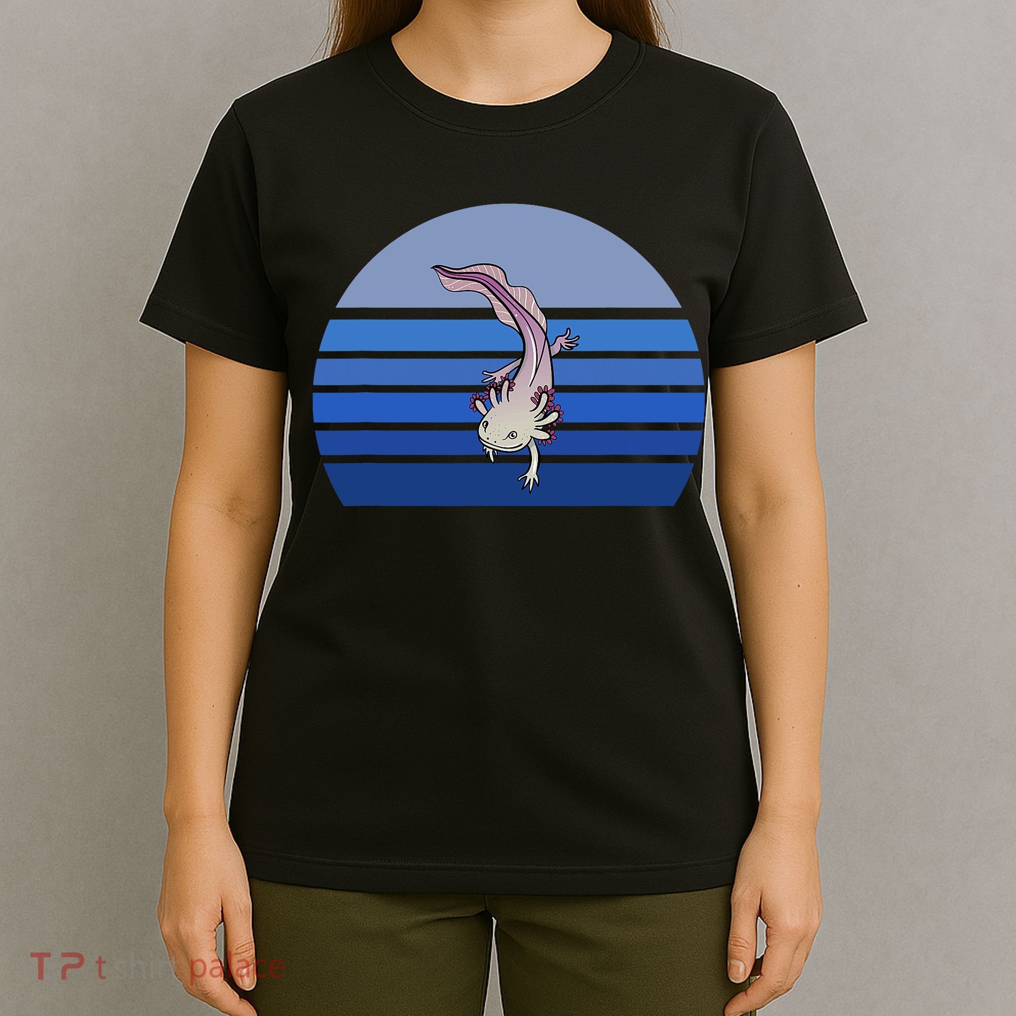 Blue Retro Axolotl Mexican Salamander Gift Lover T-Shirt