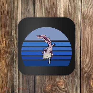 Blue Retro Axolotl Mexican Salamander Gift Lover Coaster