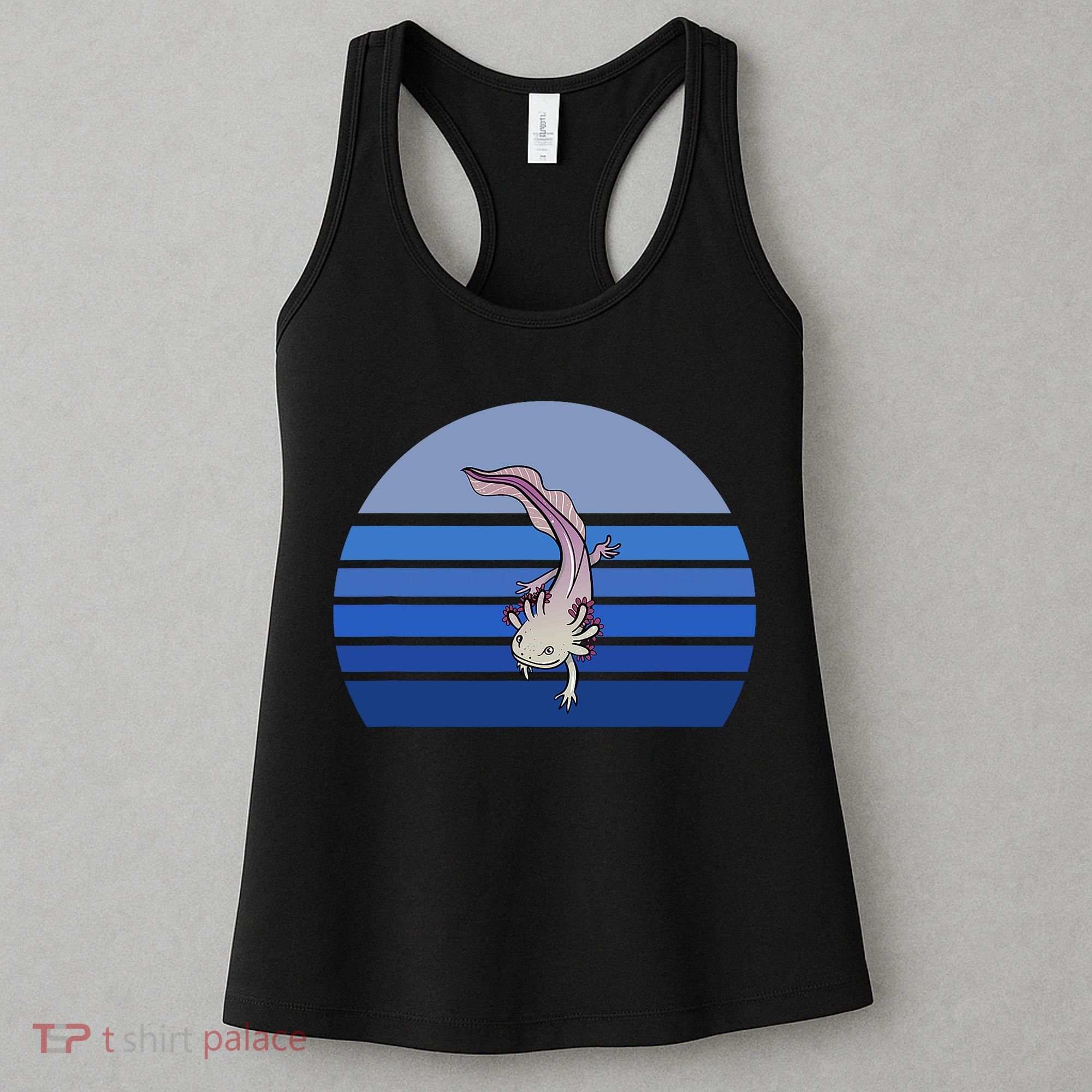 Blue Retro Axolotl Mexican Salamander Gift Lover Women's Tank Top
