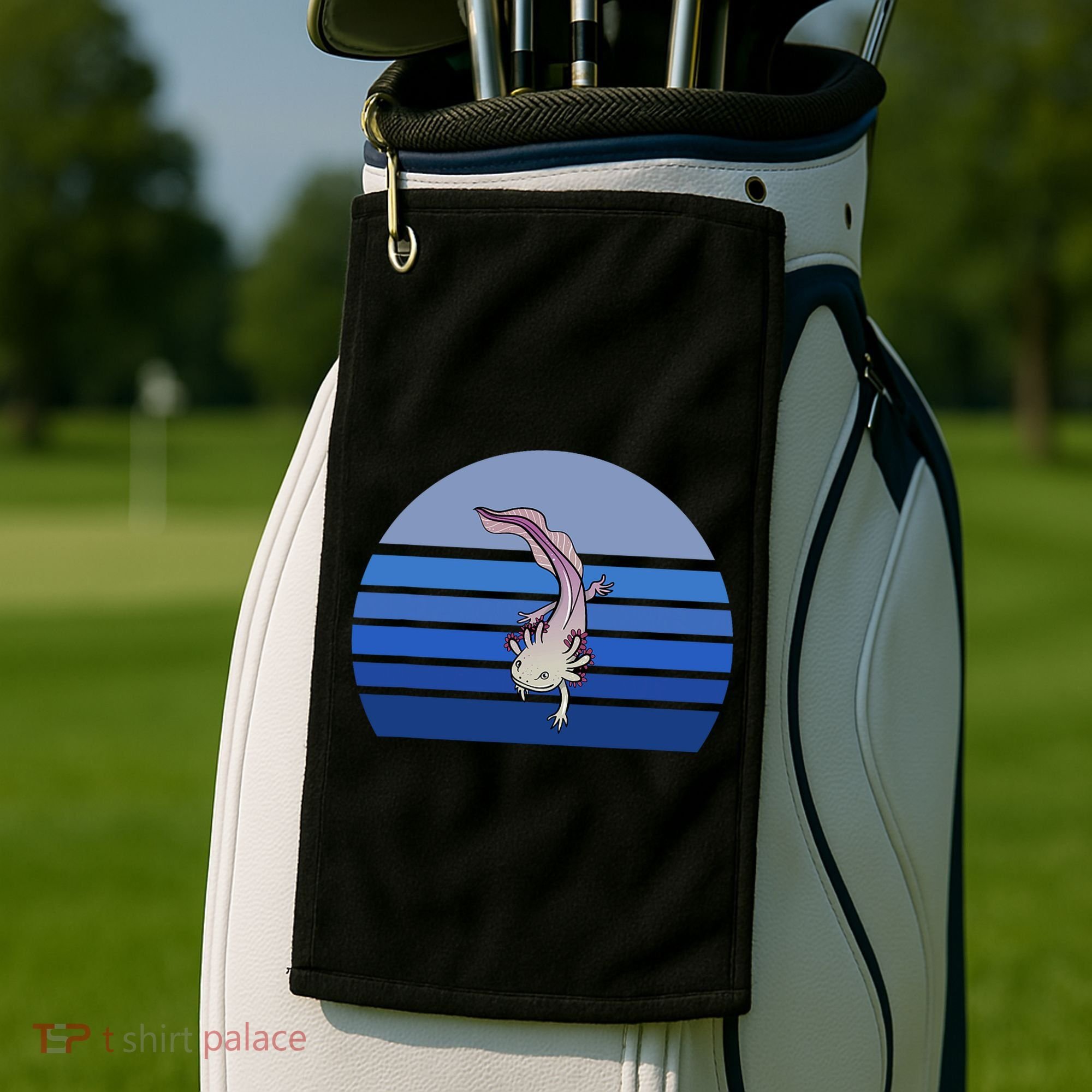 Blue Retro Axolotl Mexican Salamander Gift Lover Golf Towel