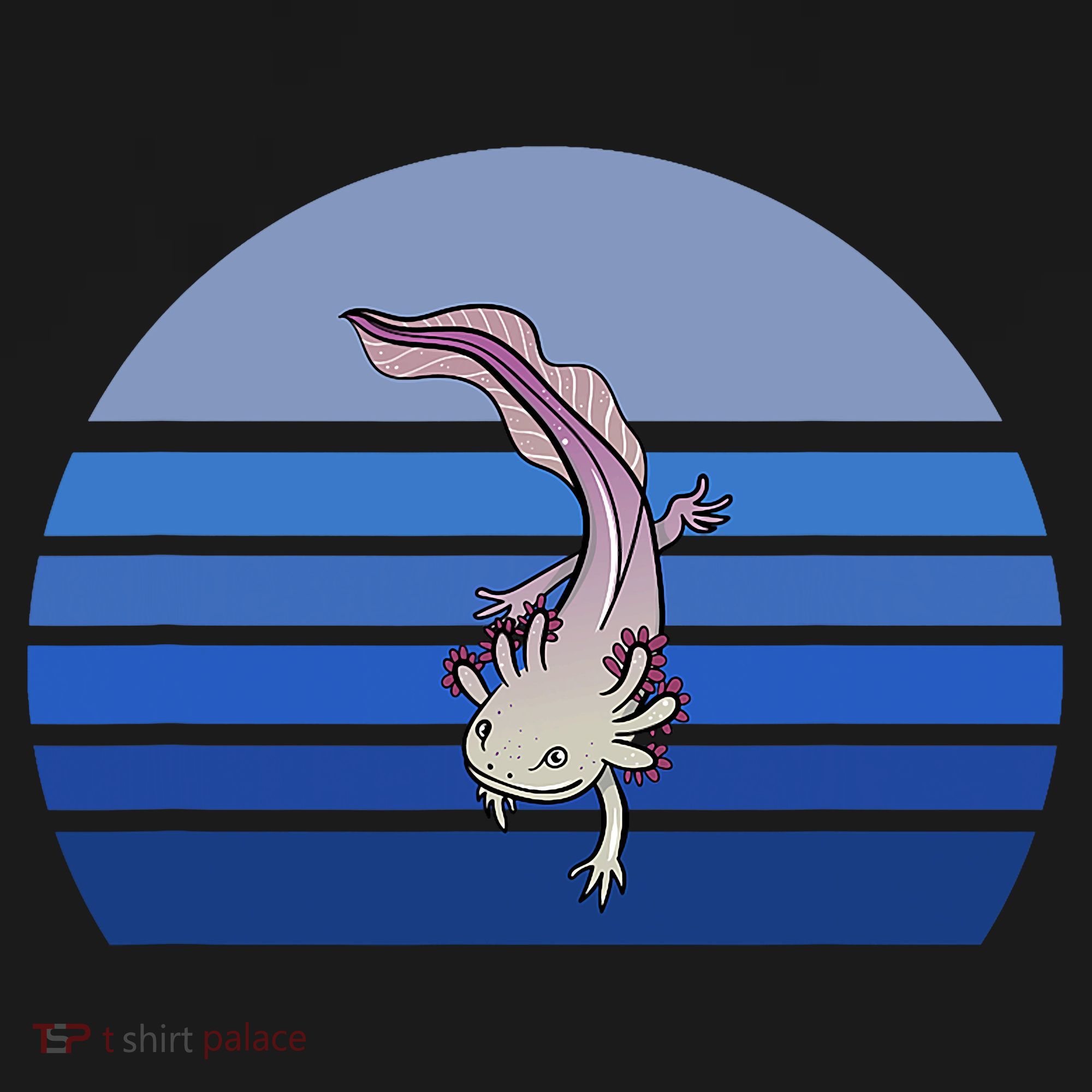 Blue Retro Axolotl Mexican Salamander Gift Lover Kids T-Shirt