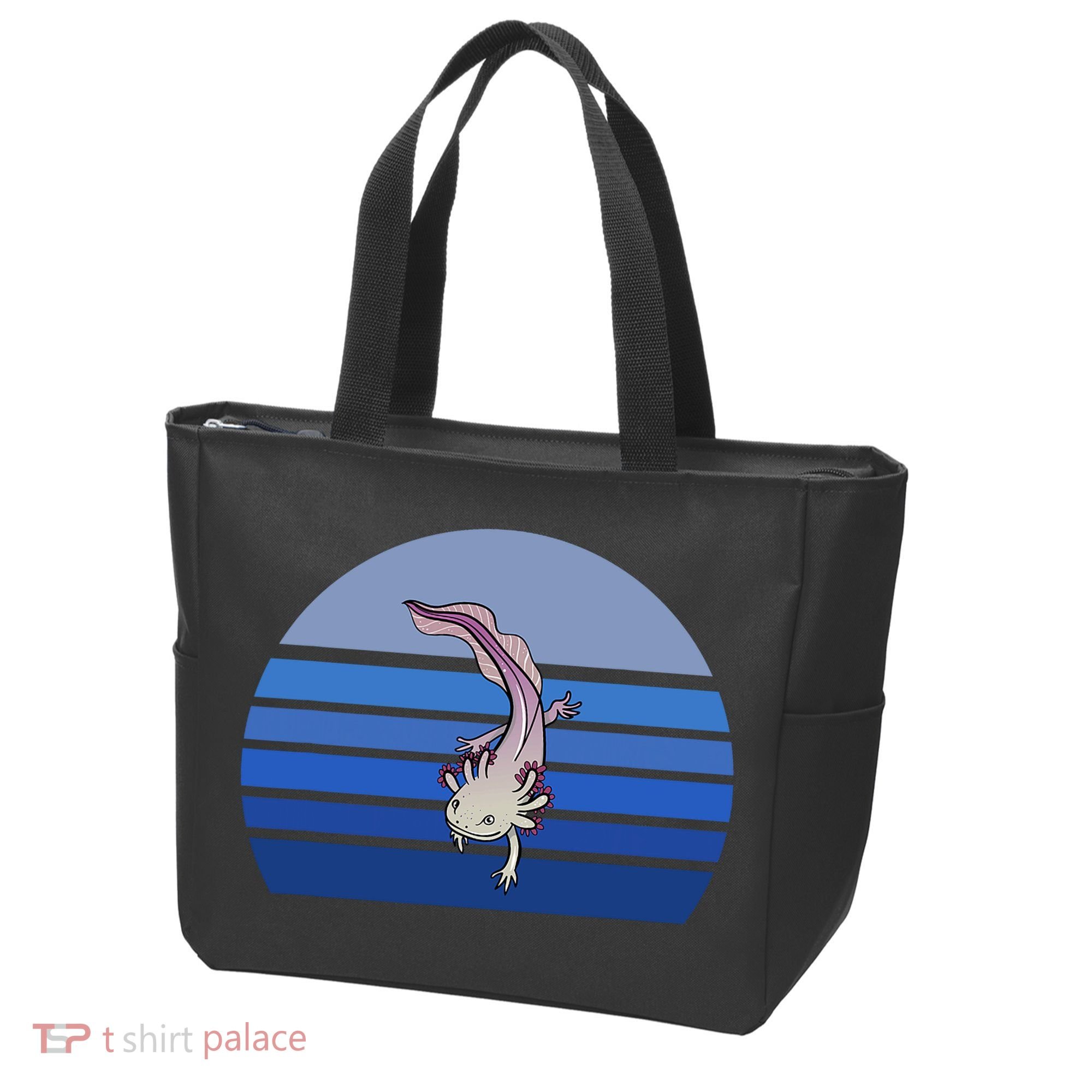 Blue Retro Axolotl Mexican Salamander Gift Lover Tote Bag