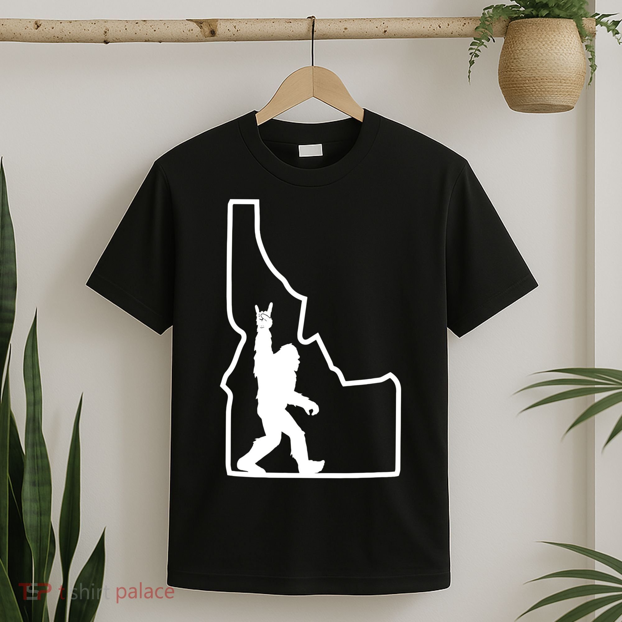 Bigfoot Rock And Roll Silhouette State Of Idaho Sasquatch T-Shirt