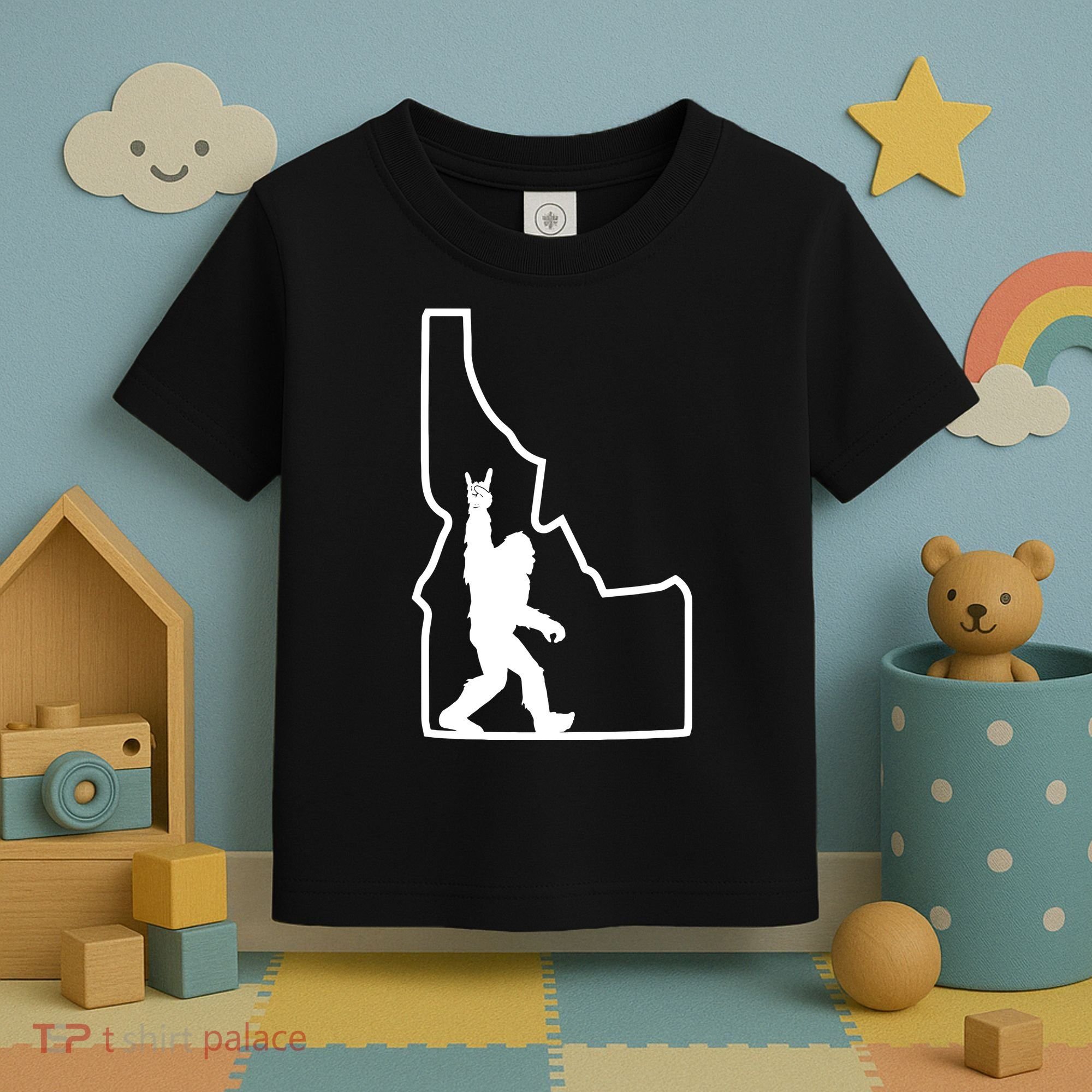 Bigfoot Rock And Roll Silhouette State Of Idaho Sasquatch Toddler T-Shirt