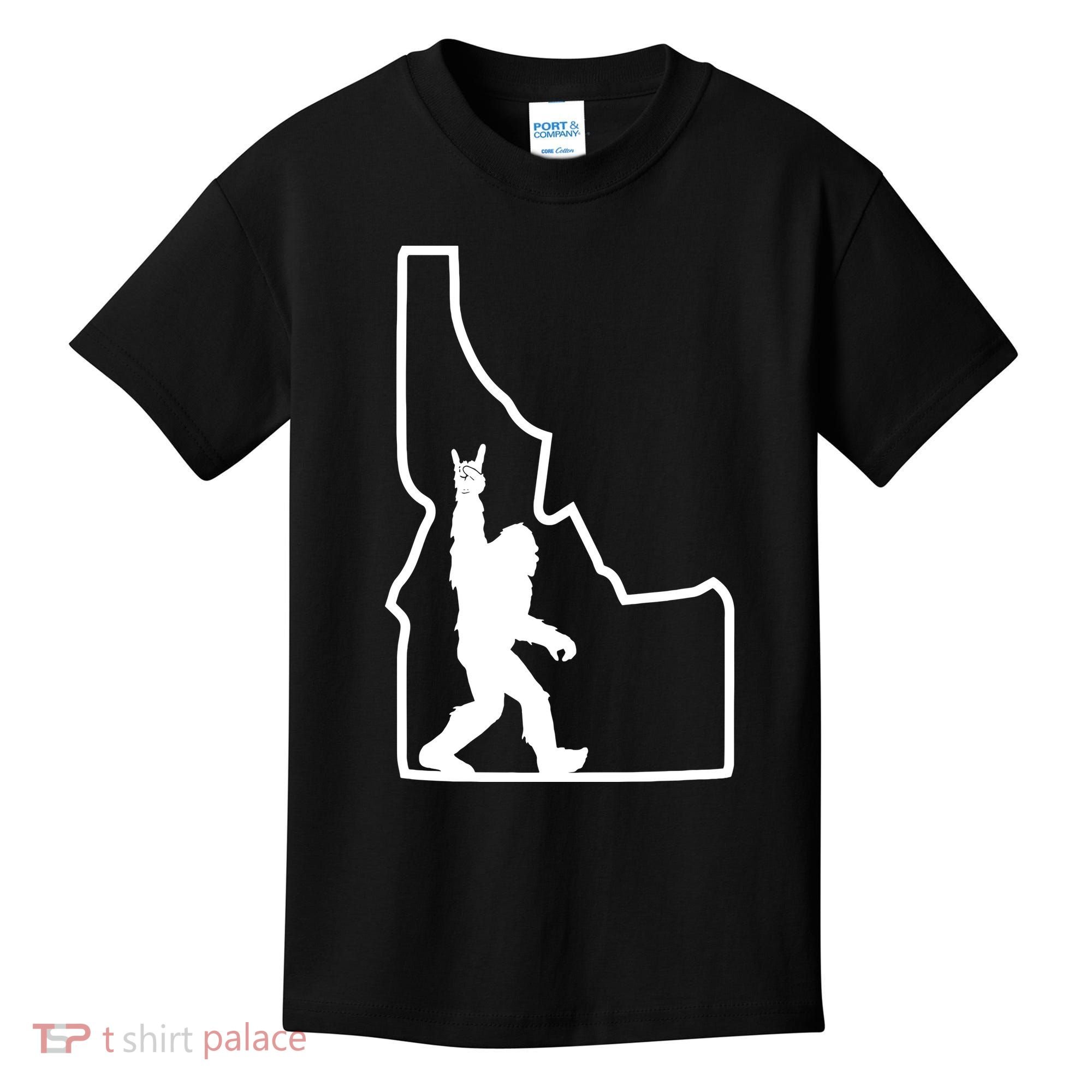 Bigfoot Rock And Roll Silhouette State Of Idaho Sasquatch Kids T-Shirt
