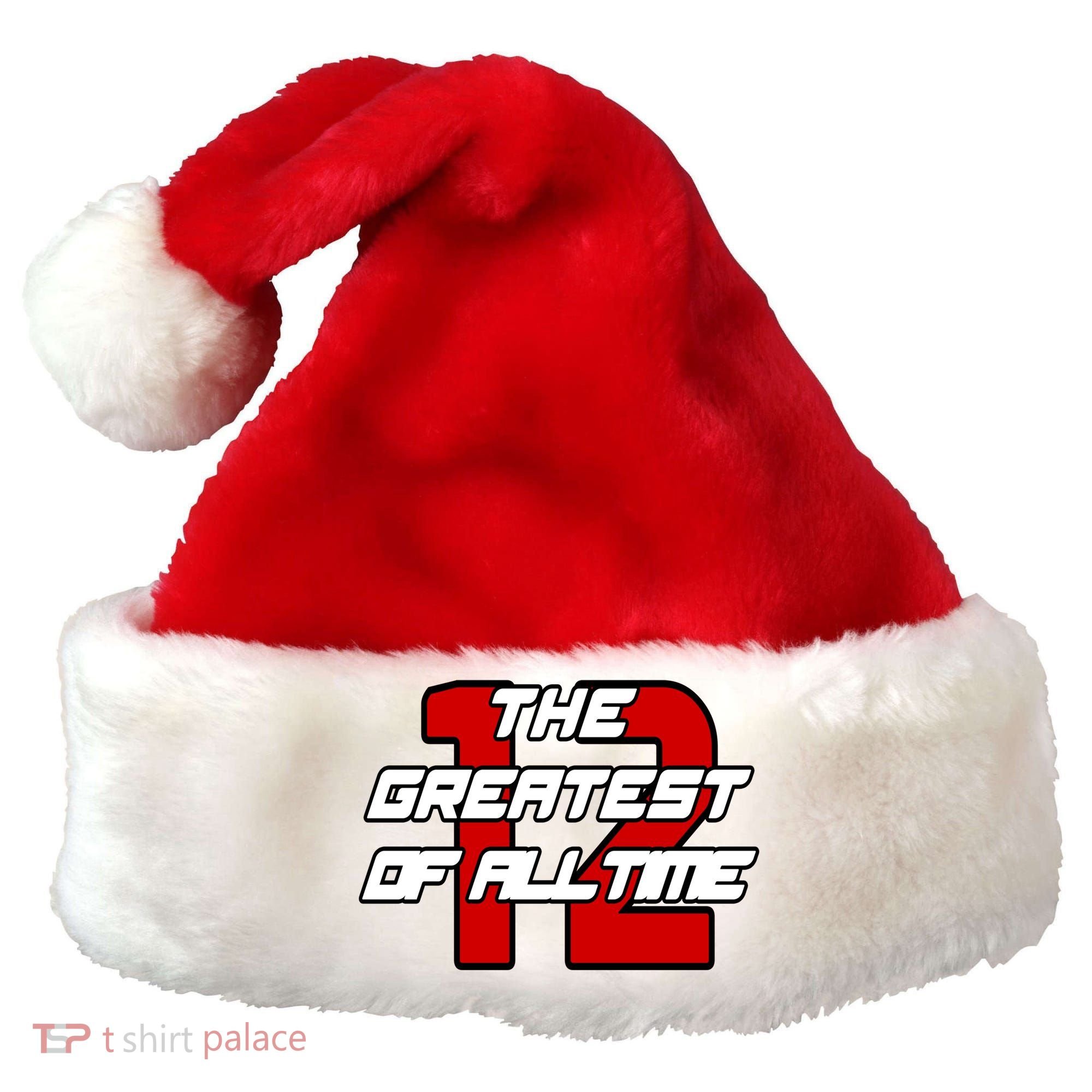 Brady 12 GOAT The Greatest Of All Time Santa Hat