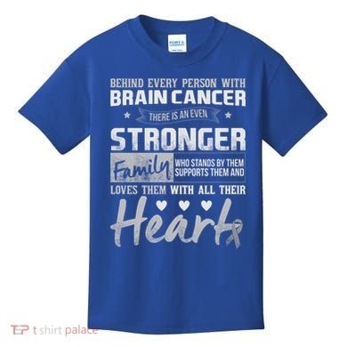 Brain Cancer Awareness Strong Family Kids T-Shirt