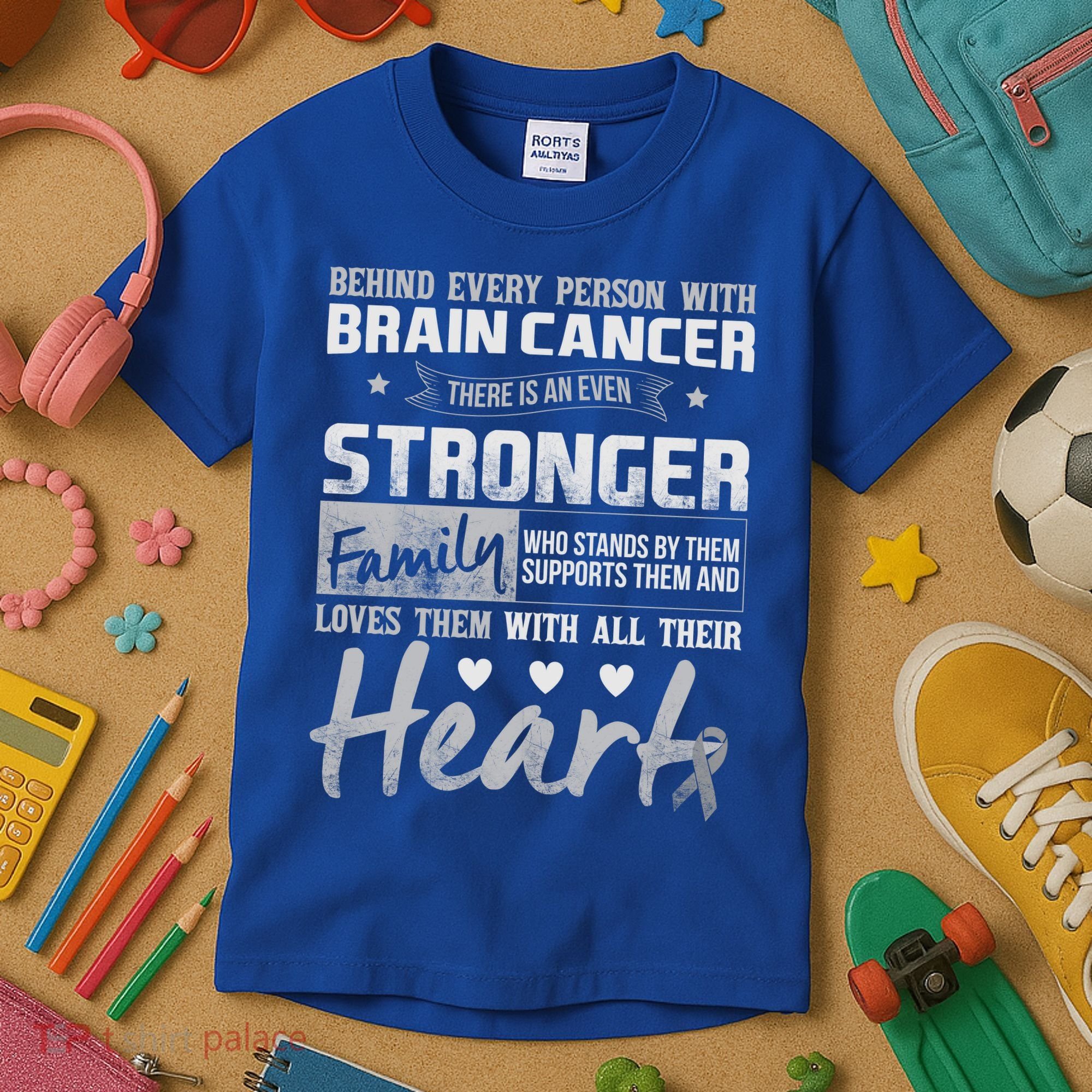Brain Cancer Awareness Strong Family Kids T-Shirt