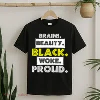 Brains Beauty Black Woke Proud T-Shirt thumb 2