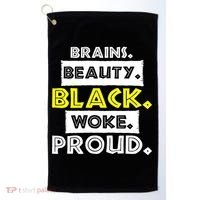 Brains Beauty Black Woke Proud Golf Towel thumb 0