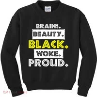 Brains Beauty Black Woke Proud Kids Sweatshirt thumb 0