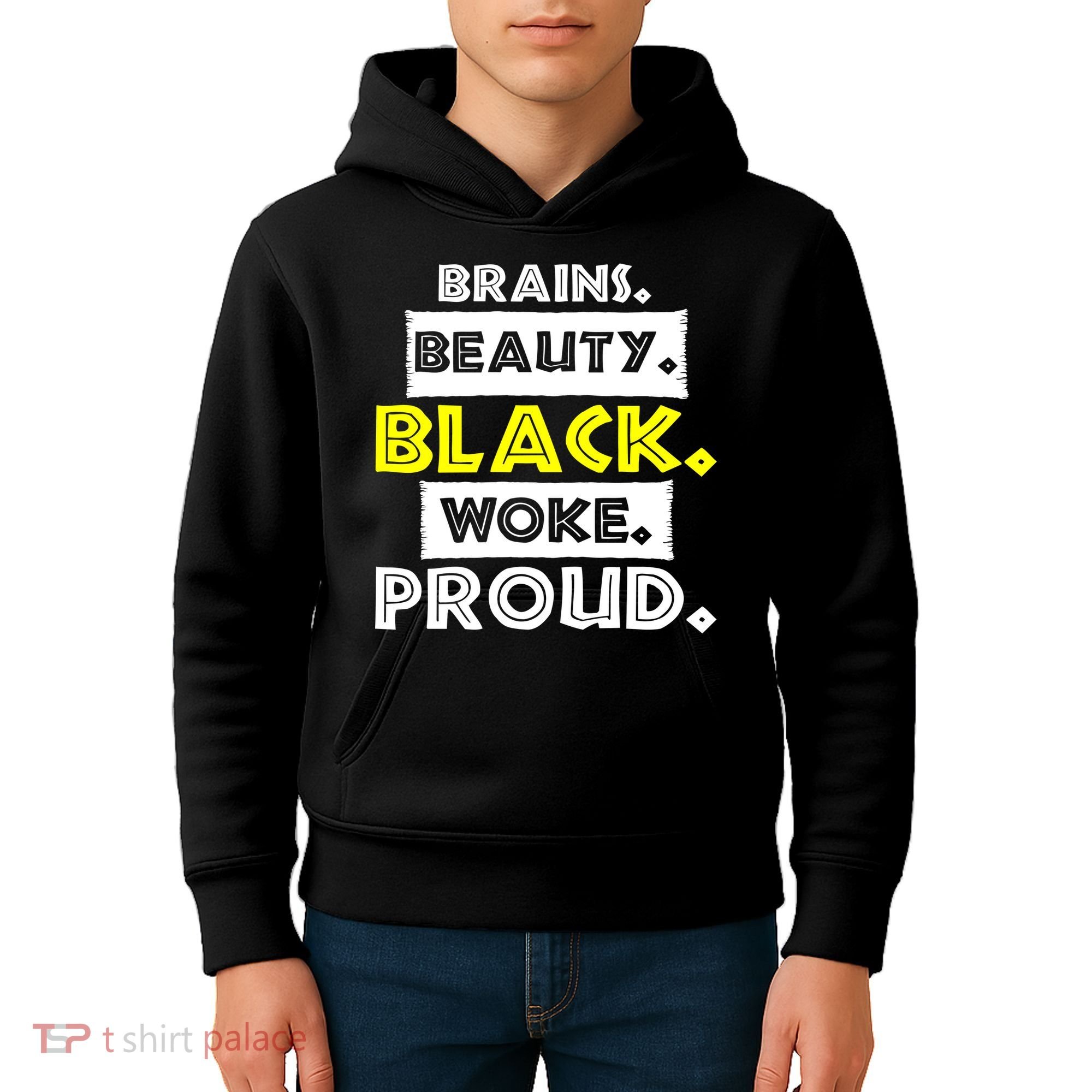 Brains Beauty Black Woke Proud Kids Hoodie