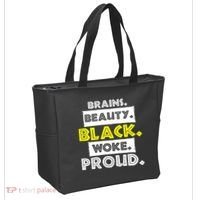Brains Beauty Black Woke Proud Tote Bag thumb 2