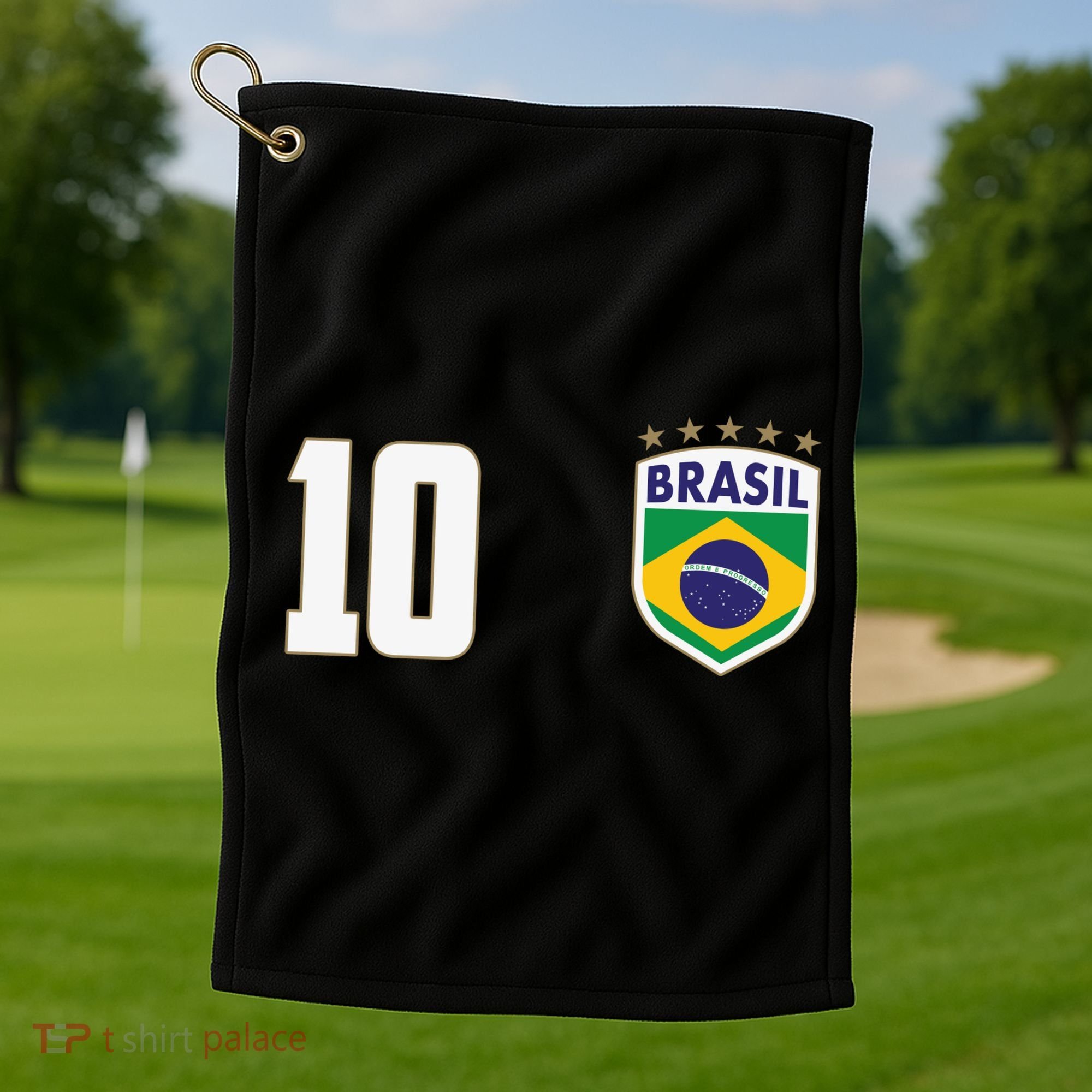 Brasil World Cup Soccer Emblem Jersey Golf Towel