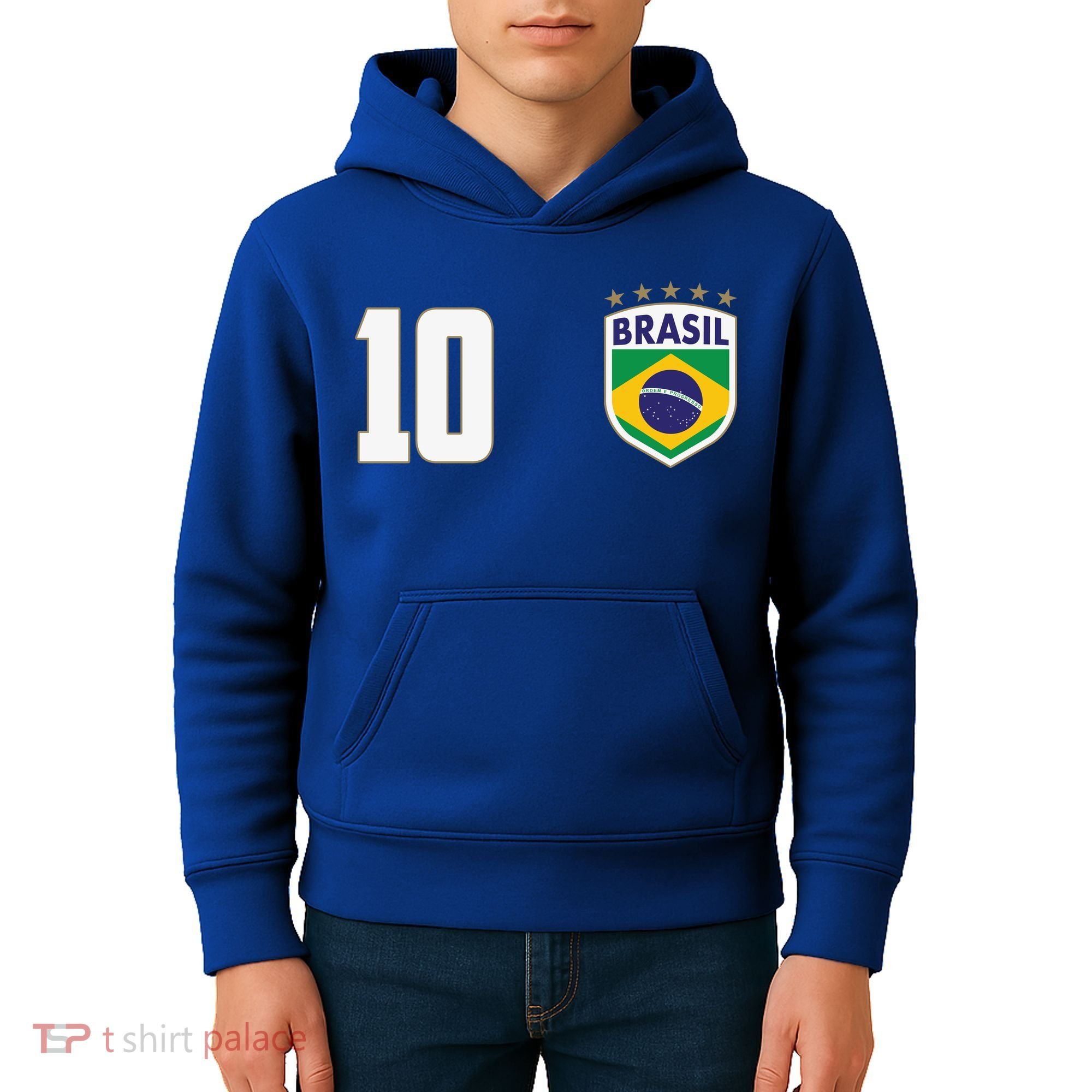 Brasil World Cup Soccer Emblem Jersey Kids Hoodie
