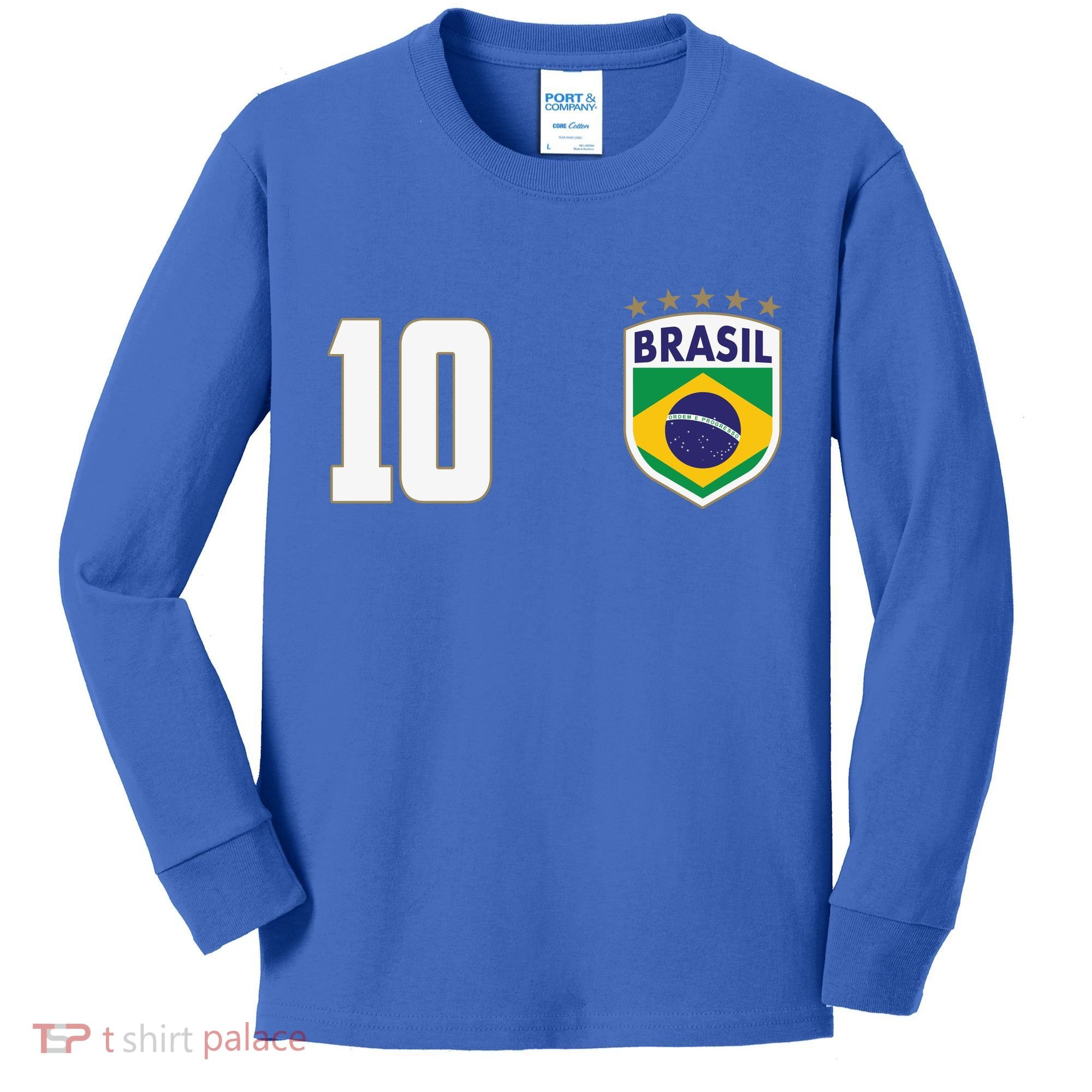 Brasil World Cup Soccer Emblem Jersey Kids Long Sleeve Shirt
