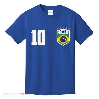 Brasil World Cup Soccer Emblem Jersey Kids T-Shirt