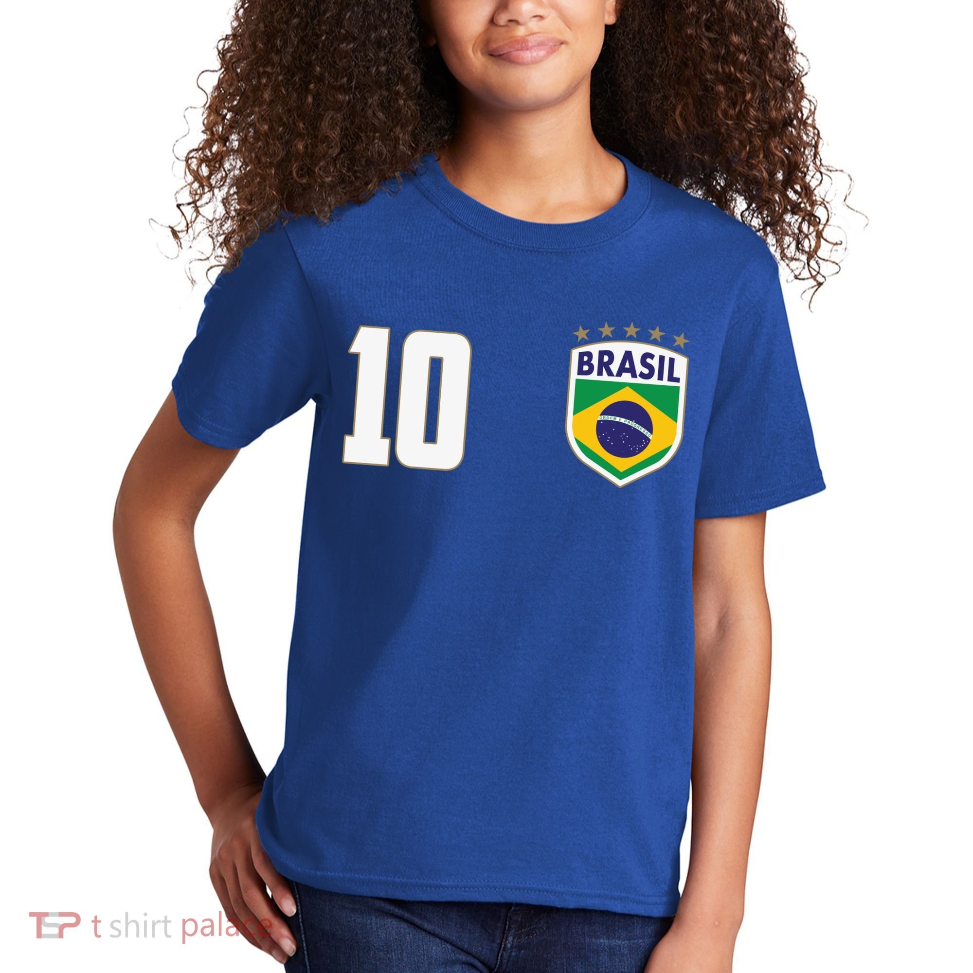 Brasil World Cup Soccer Emblem Jersey Kids T-Shirt