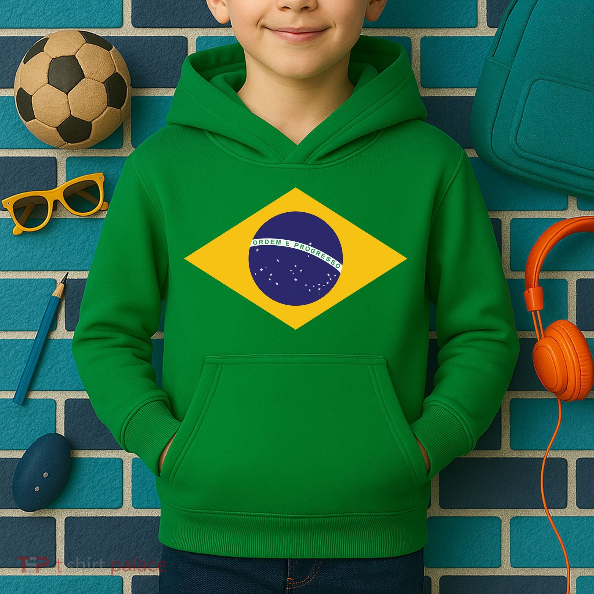 Brazil National Flag Kids Hoodie