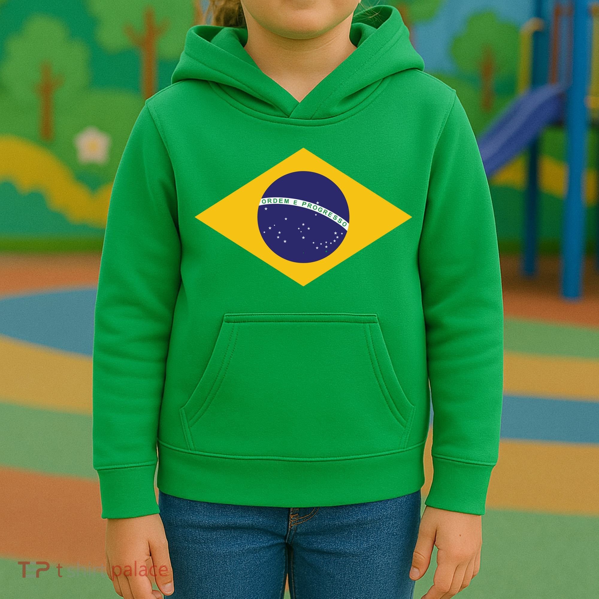 Brazil National Flag Kids Hoodie