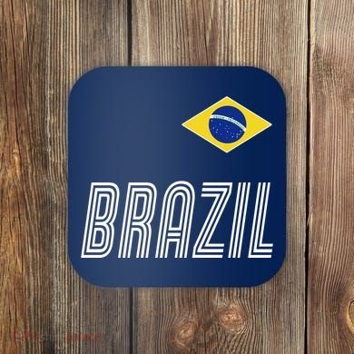 Brazil Soccer Team Jersey Flag Coaster