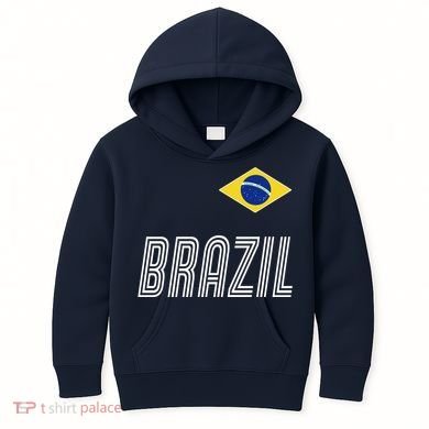 Brazil Soccer Team Jersey Flag Kids Hoodie