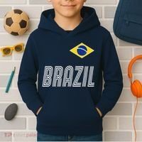 Brazil Soccer Team Jersey Flag Kids Hoodie thumb 2