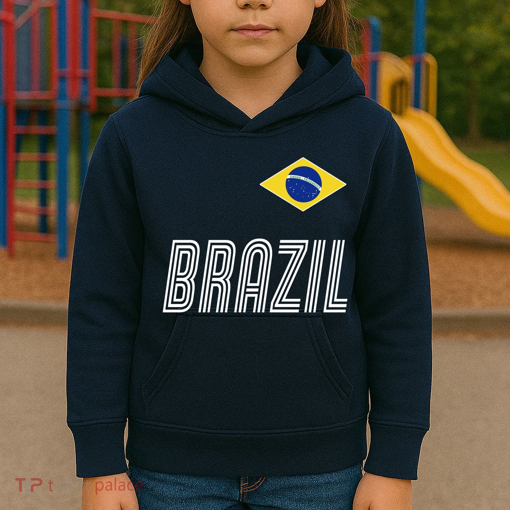 Brazil Soccer Team Jersey Flag Kids Hoodie