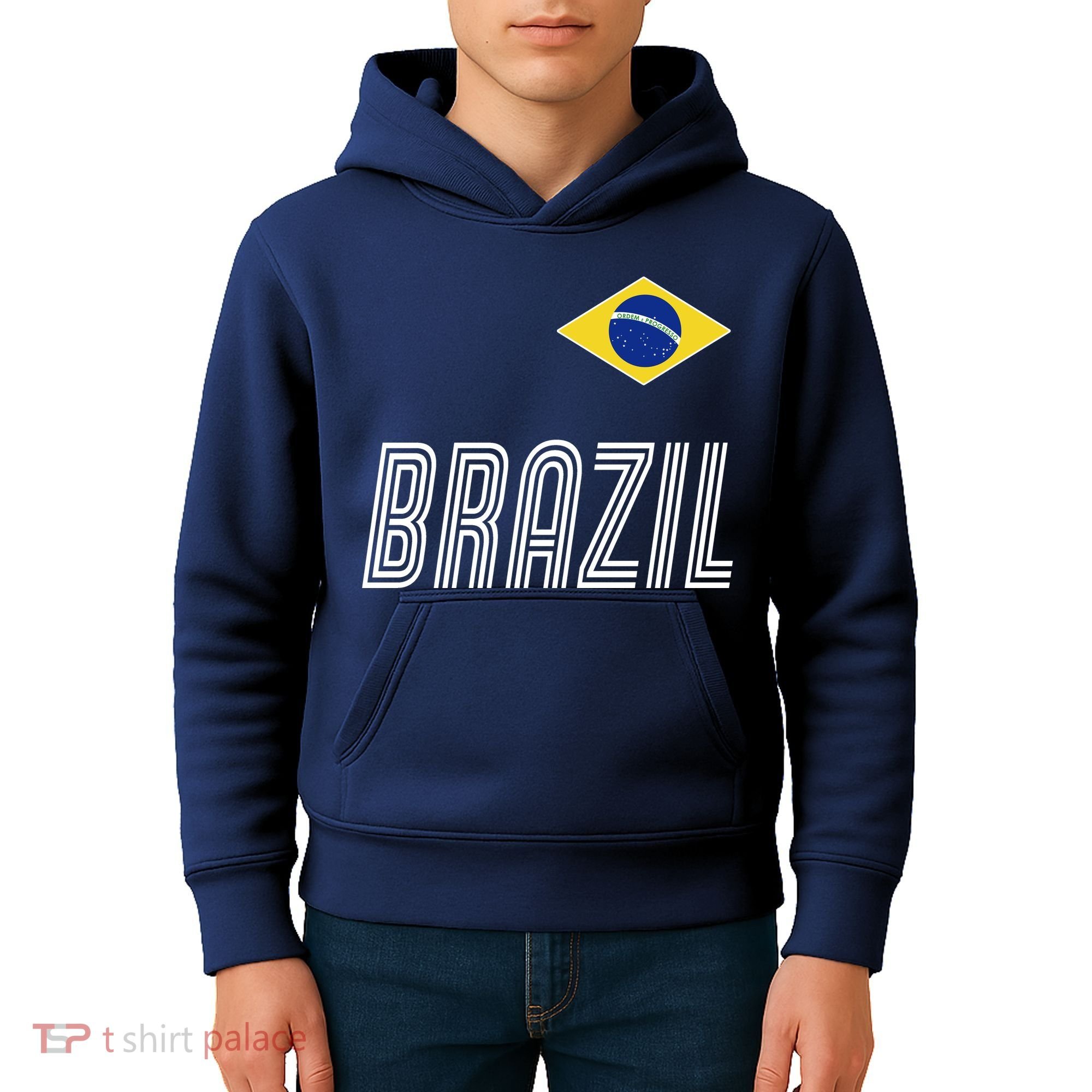 Brazil Soccer Team Jersey Flag Kids Hoodie