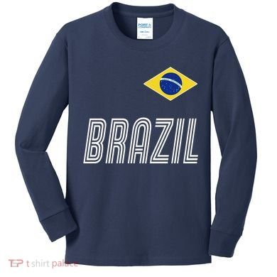 Brazil Soccer Team Jersey Flag Kids Long Sleeve Shirt