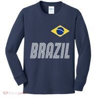 Brazil Soccer Team Jersey Flag Kids Long Sleeve Shirt thumb 0