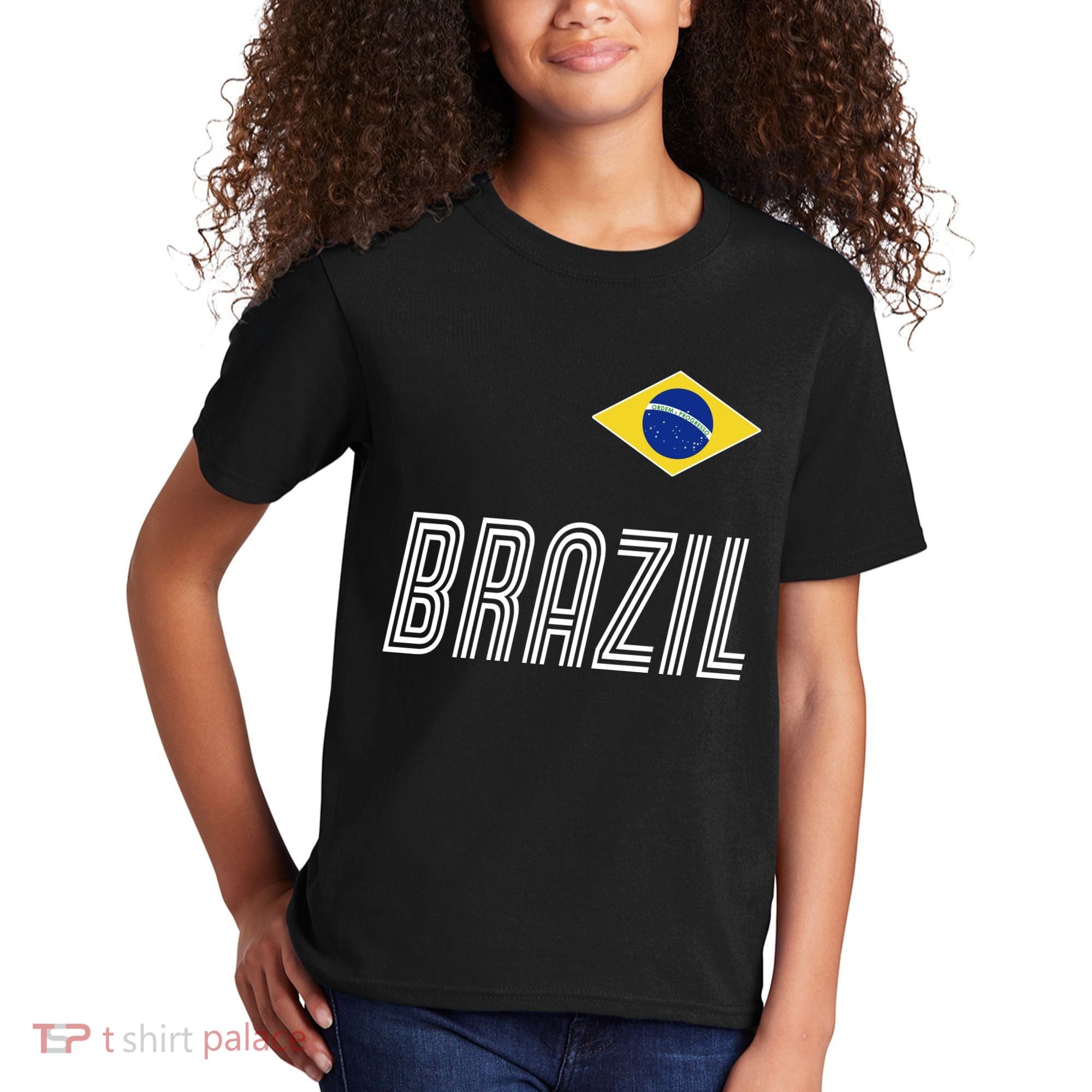 Brazil Soccer Team Jersey Flag Kids T-Shirt