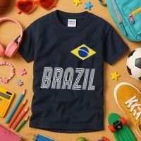 Brazil Soccer Team Jersey Flag Kids T-Shirt thumb 3