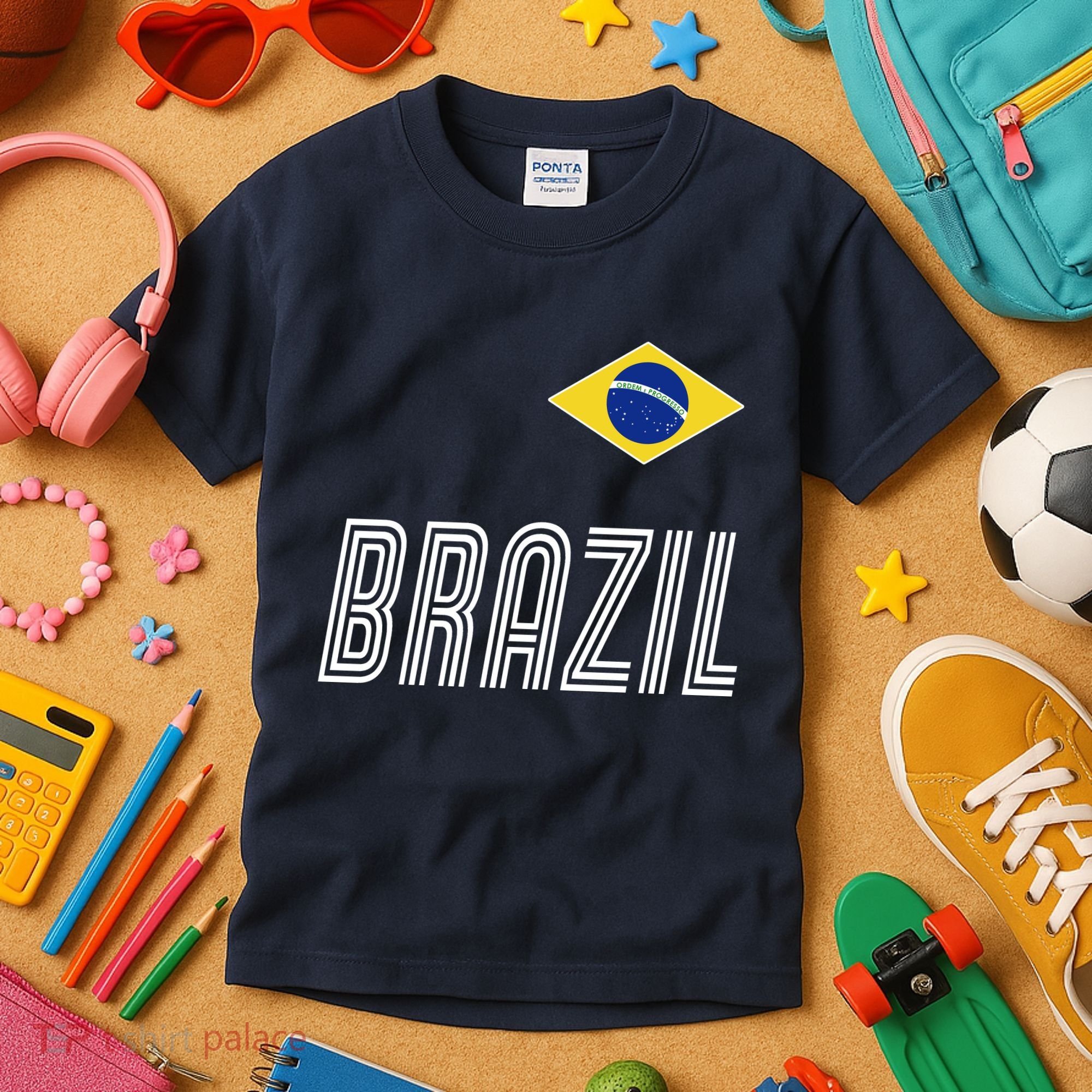 Brazil Soccer Team Jersey Flag Kids T-Shirt