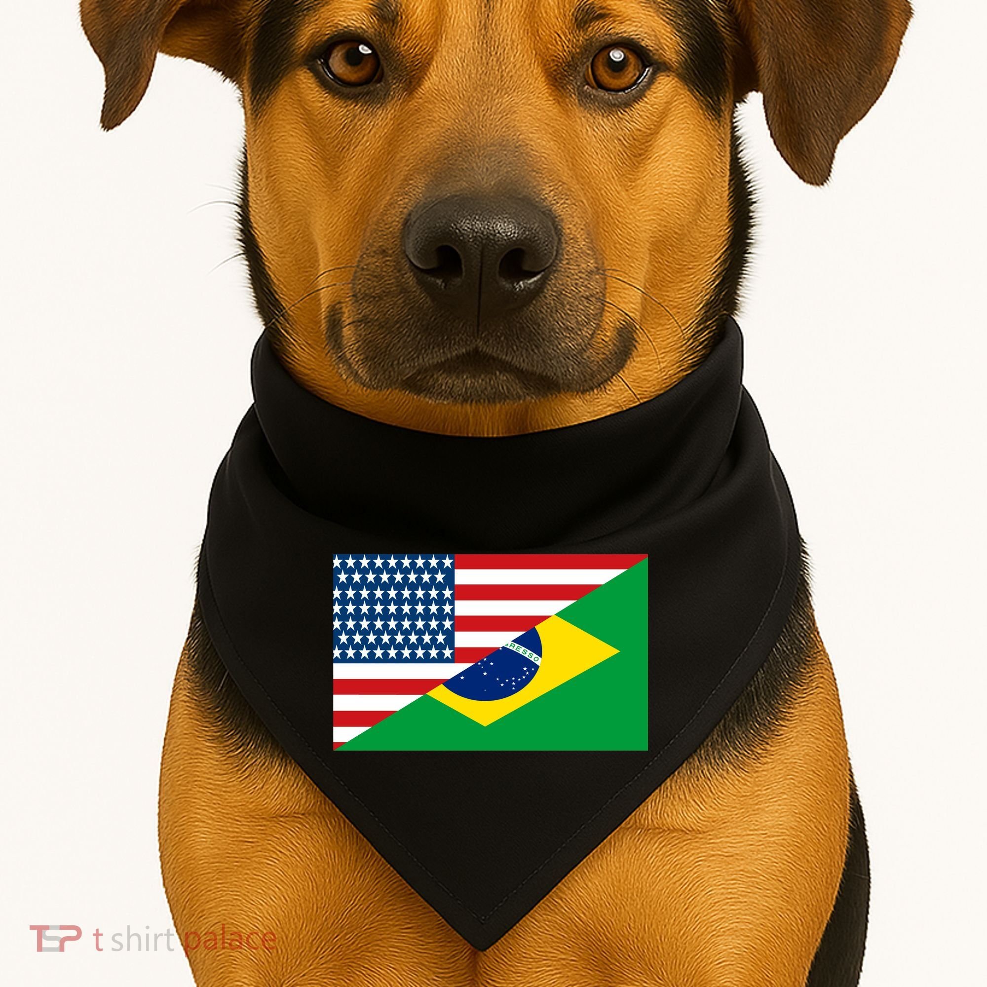 Brazil USA American Flag USA-Made Doggie Bandana