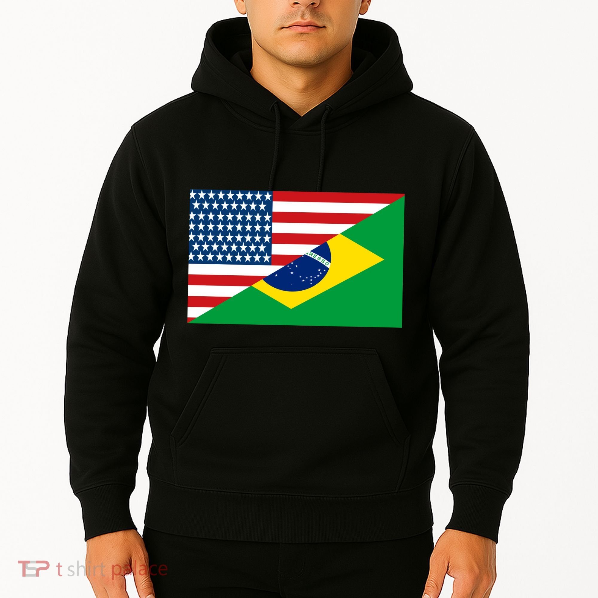 Brazil USA American Flag Hoodie