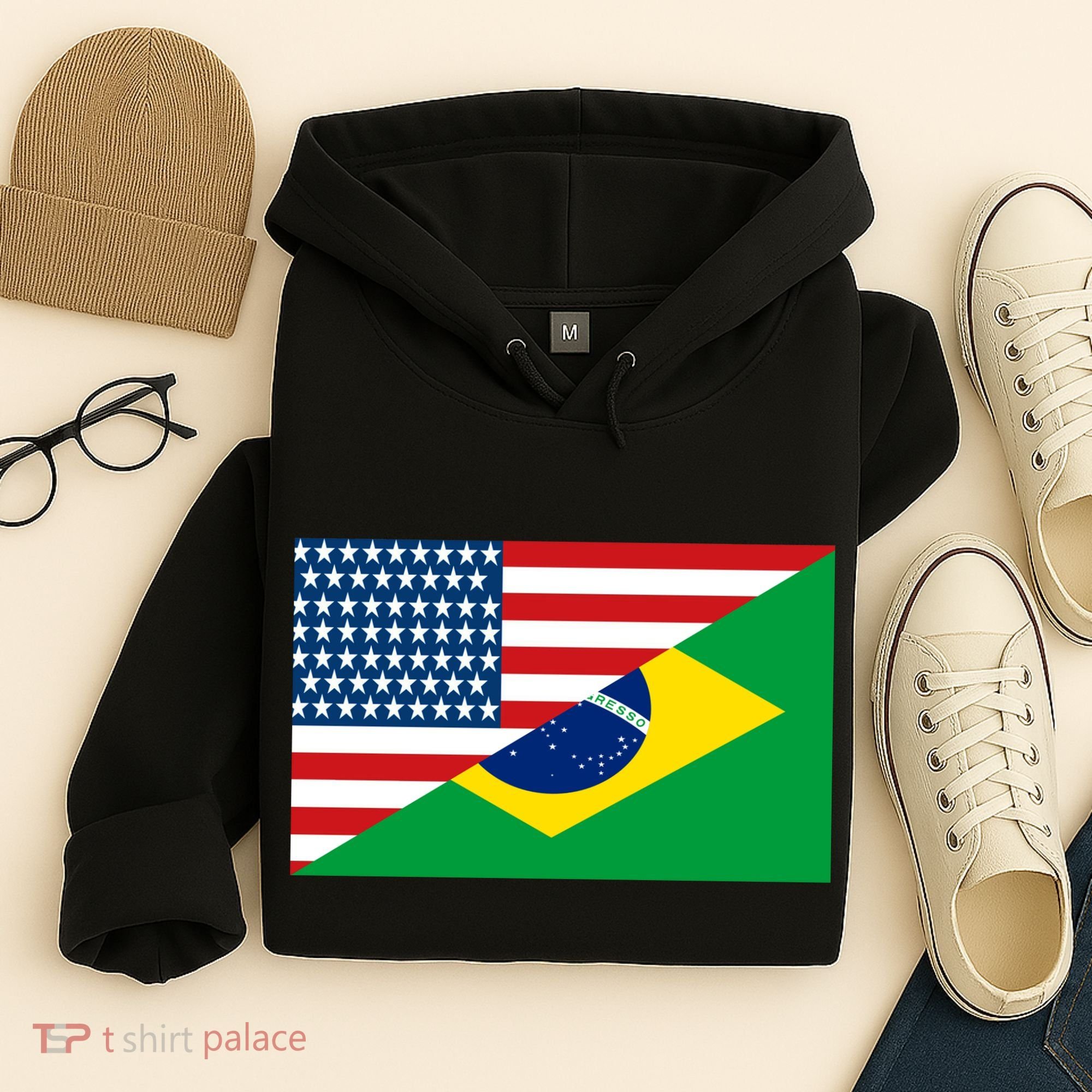 Brazil USA American Flag Hoodie