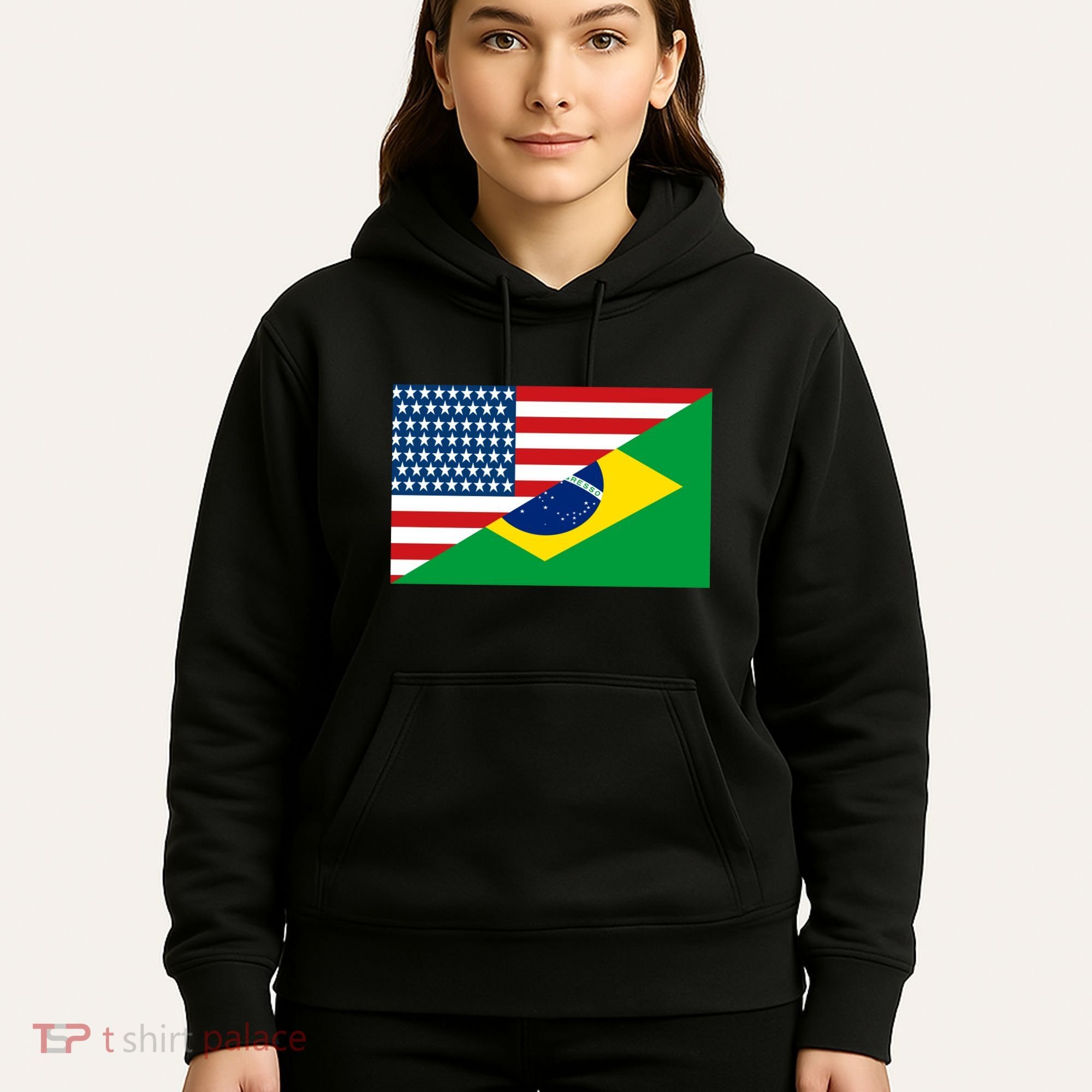 Brazil USA American Flag Hoodie