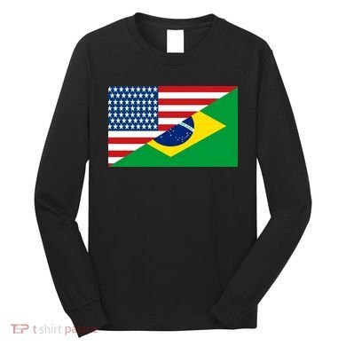 Brazil USA American Flag Long Sleeve Shirt