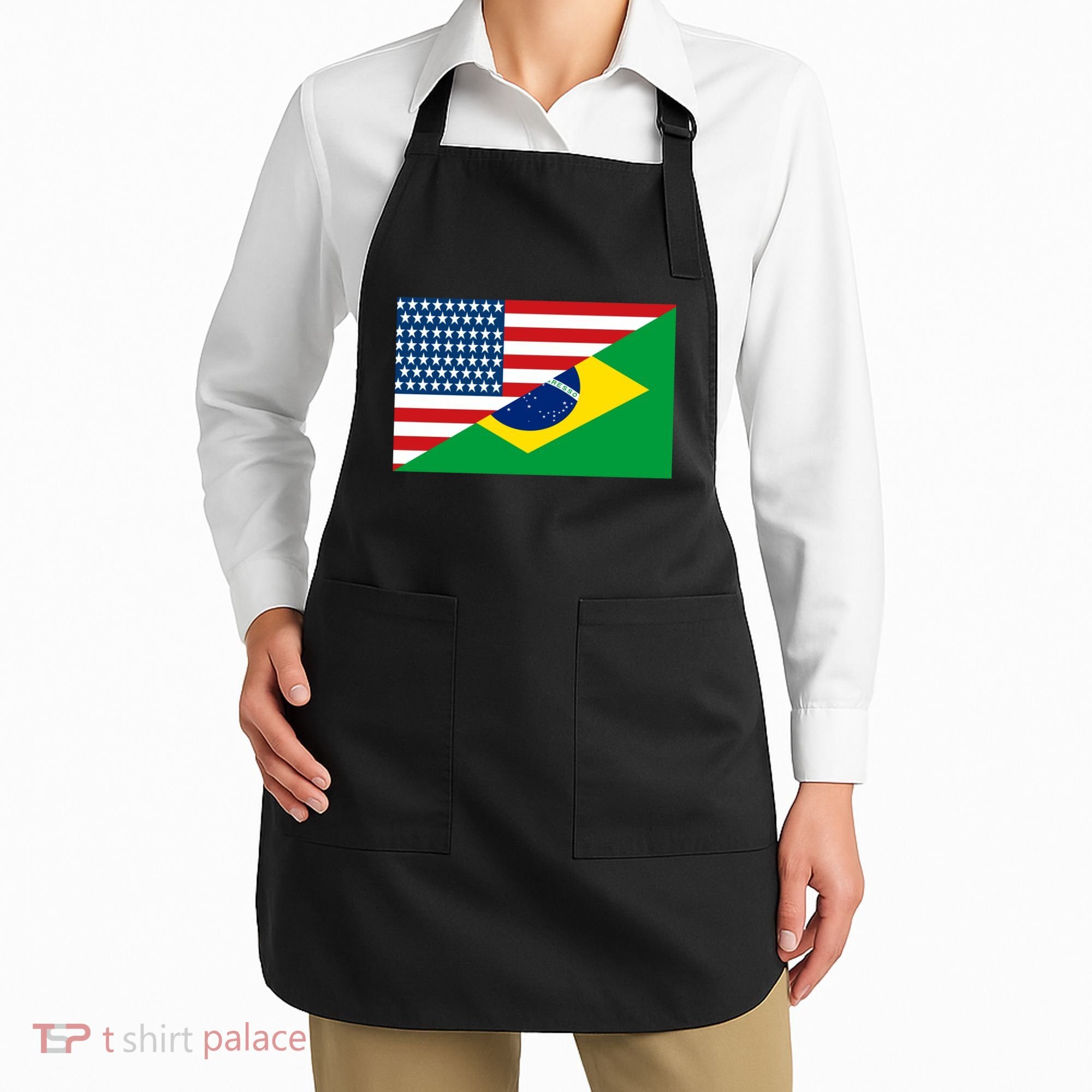 Brazil USA American Flag Apron