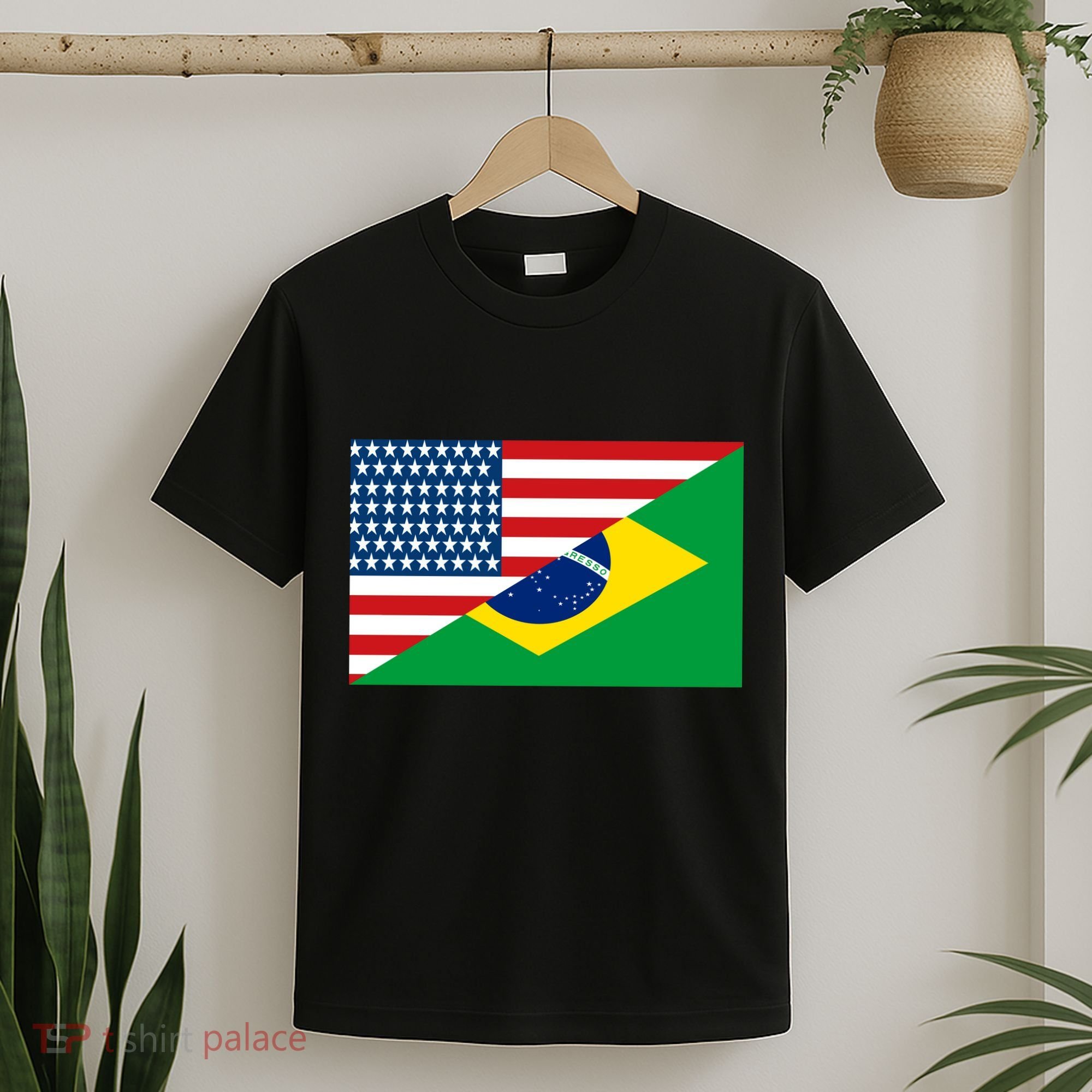 Brazil USA American Flag T-Shirt