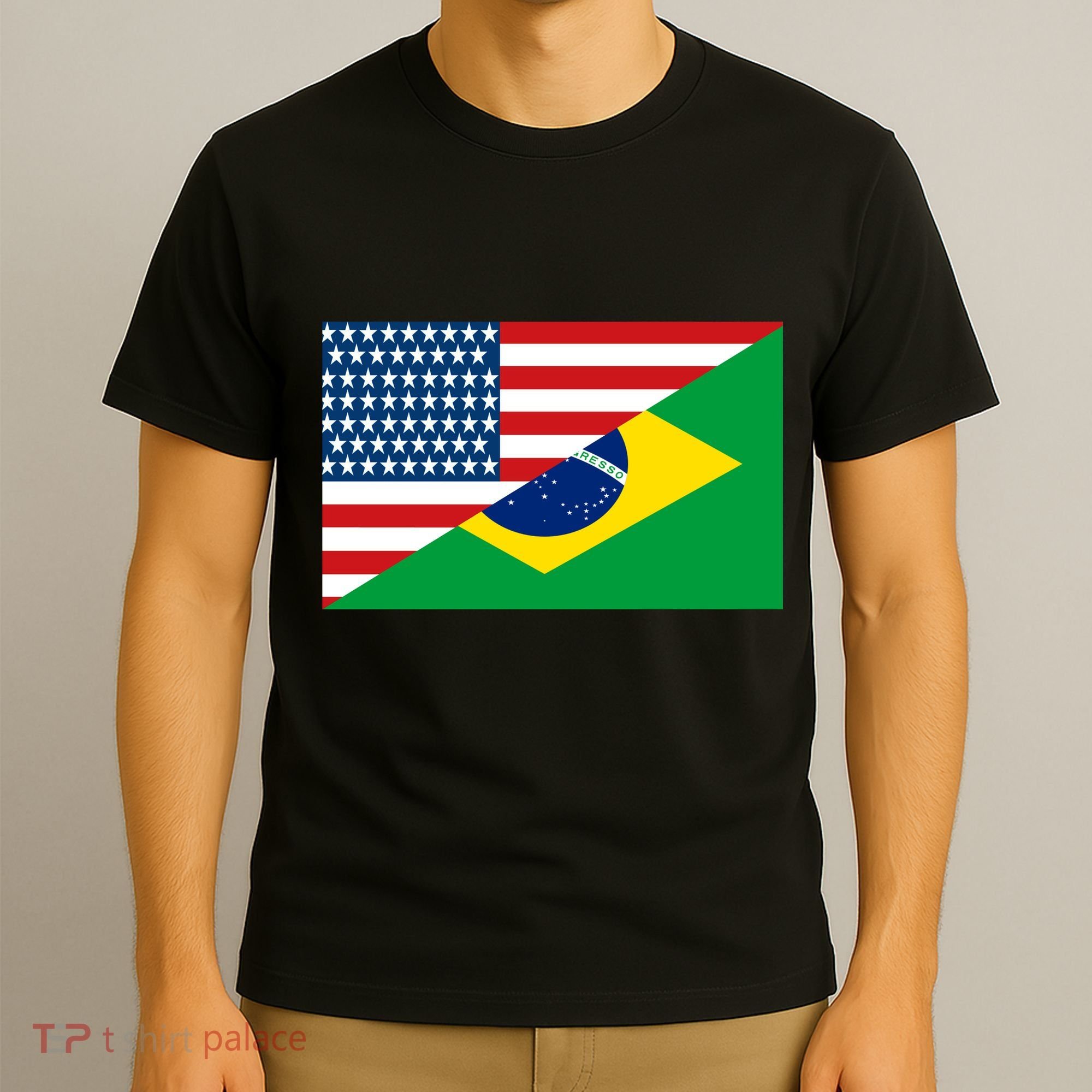 Brazil USA American Flag T-Shirt