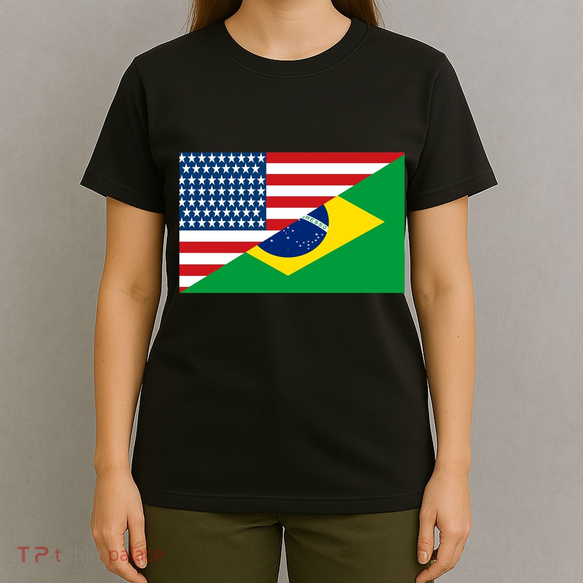 Brazil USA American Flag T-Shirt