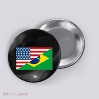 Brazil USA American Flag Button thumb 0