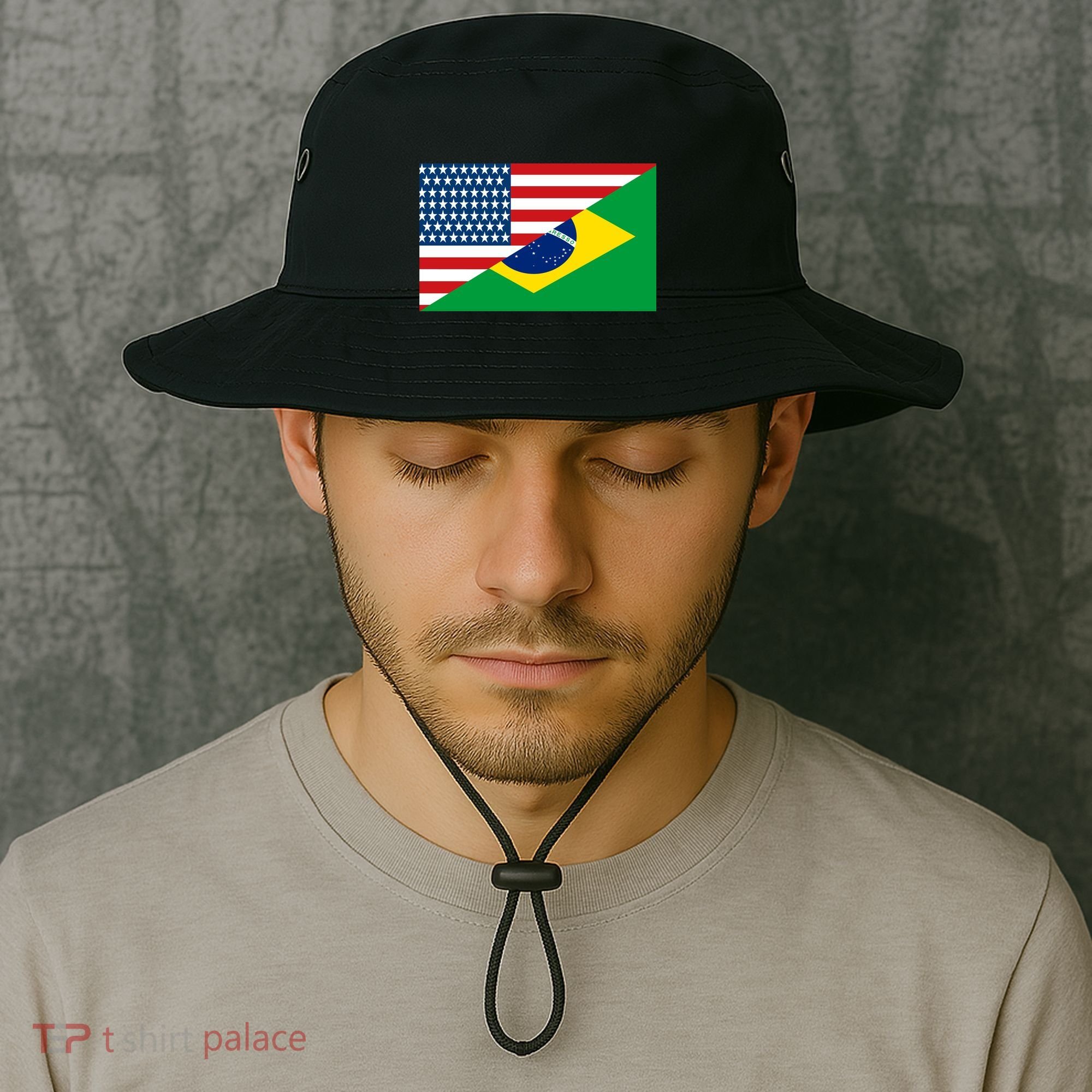 Brazil USA American Flag Bucket Hat
