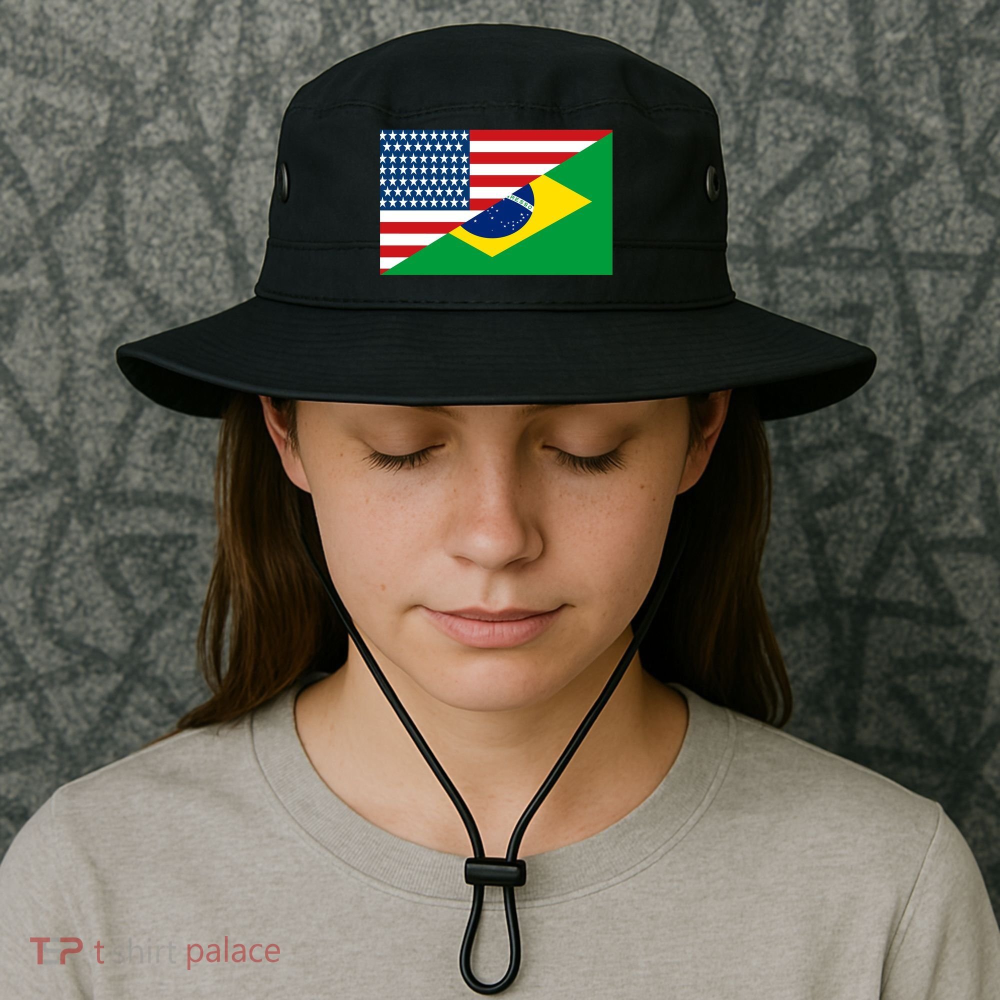 Brazil USA American Flag Bucket Hat