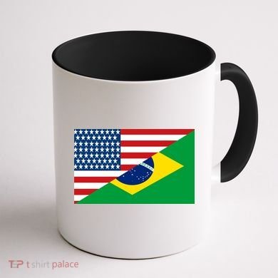 Brazil USA American Flag Coffee Mug back